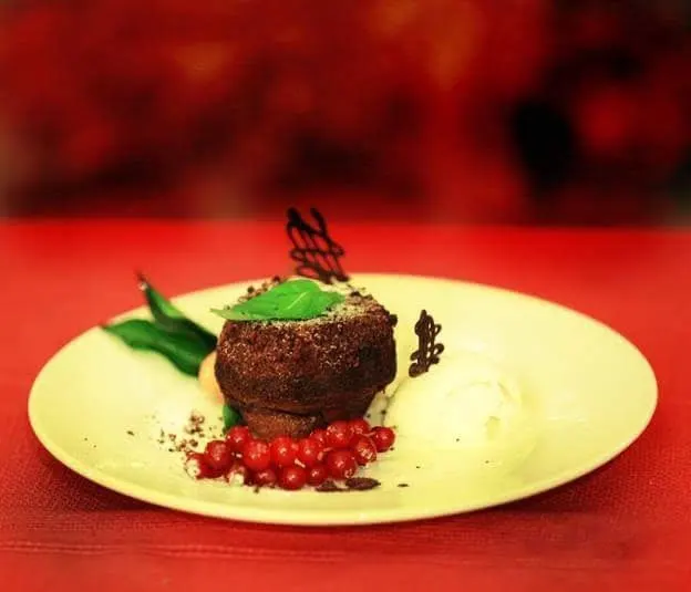 Chocolate fondant with vanilla ice cream